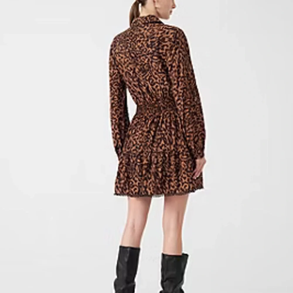 Rebecca Minkoff Brown Leopard Long Sleeve Mini Dress NWOT - Picture 7 of 9